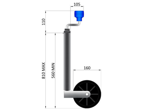 Maypole 34mm 75Kg Telescopic Jockey Wheel MP225