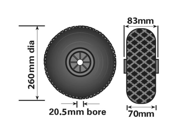 Maypole 260mm Pneumatic Rubber/Plastic Wheel MP229