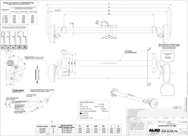 SO Al-Ko S2504-7 Rask Axle