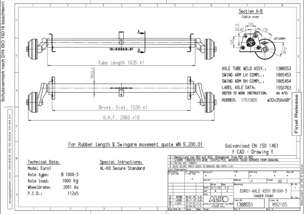 SO Al-Ko B1000-3 Axle 1388551